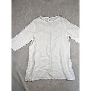 Bryn Walker 100% Linen Hopper Dress White Size S EUC Lagenlook Fairy Cottage